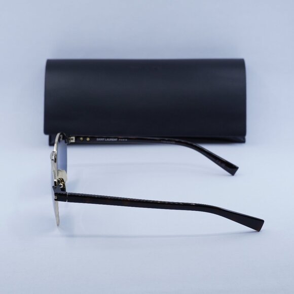 Saint Laurent SL707 004 Round Sunglasses - Gold & Havana/Blue - Picture 9 of 10